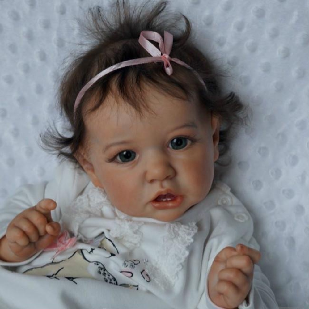12” reborn baby Saskia doll. Freshly made painted w/hair.